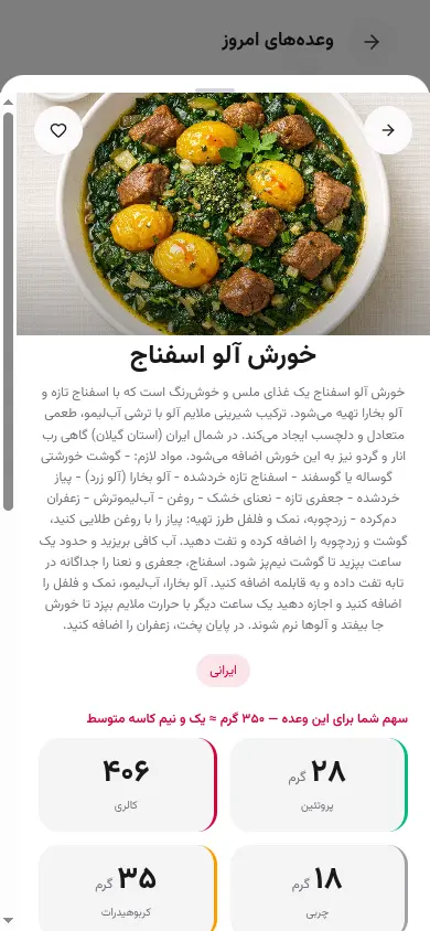 تغذیه با غذاهای ایرانی